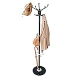 Todeco - Perchero, Soporte para Abrigos y Sombreros - Tamaño: 36,8 x 36,8 x 176,0 cm - Diámetro de la base: 33,0 cm - Negro