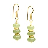 Gempires Green Dangle Earrings for Women – Sage Jade Beaded Boho Earrings, Light Green Crystal Drop Earrings, Handmade Statement Jewelry Gift for Her