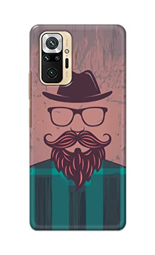 Image of PRINTFIDAA Man Icon with Beard Shirt Hipster Printed Designer Hard Case for Redmi Note 10 Pro / 10 Pro Max Back Cover -(e) RPM1001