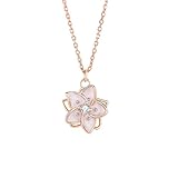 Homxi 9Kt Rose Gold Necklace Pendant for Women, Flower with Moissanite, Chain Rose Gold Necklace for Women