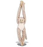 DolliBu Plush Hanging Squirrel Monkey Stuffed Animal - Soft Huggable White Long Arms Monkey, Adorable Zoo Plush Toy, Cute Jungle Cuddle Gift for Kids & Adults - 21"