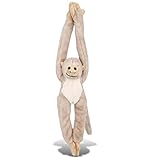 DolliBu Plush Hanging Squirrel Monkey Stuffed Animal - Soft Huggable White Long Arms Monkey, Adorable Zoo Plush Toy, Cute Jungle Cuddle Gift for Kids & Adults - 21'