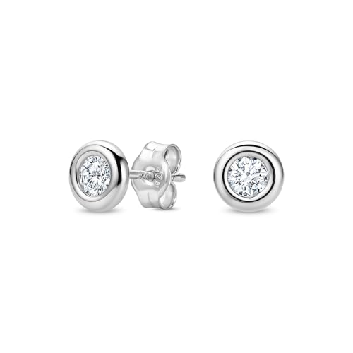 Boucles d'oreilles diamant hypoallergéniques en or blanc OROVI pour oreilles sensibles