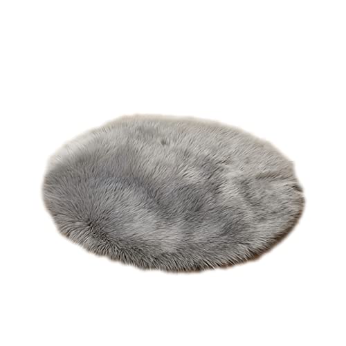 Tapis rond en peau de mouton douce gris 55 cm pour le sol - 2