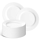 24 Pack 7 Inch Melamine Dinner Plates, White Round Melamine Small Dessert Plates Set, Unbreakable and Reusable Appetizer Plate for Snacks, Bread, Fruit, Cake and Salad, Home Restaurant Supplies