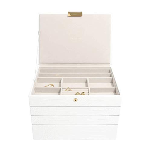 Stackers Croc Classic - Joyero (tamaño mediano, 4 unidades), piel sintética, Blanco tiza., Medium