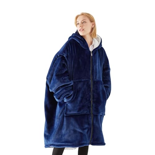 Pahajim Oversized Hoodie Blanket Wearable Blanket Soft Warm Fluffy Snuggle Hoodie with Zip Warm Hooded Blankets for Winter for Women Men and Teens