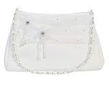 iGirlDress White Satin First Communion Purse Bags with Satin 2 Flower with Pearl Handle B19 White