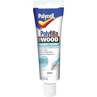 AMK® Polycell Polyfilla Wood Filler General Repair White 75g Tube Interior Exterior Furniture Doors Skirting Boards Cracks Holes Easy Sand Paint
