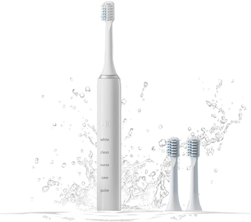 Sonic Electric Toothbrush with 3 Brush Heads for Adults and Children, USB Quick Charge, White Rechargeable Electric Toothbrush
