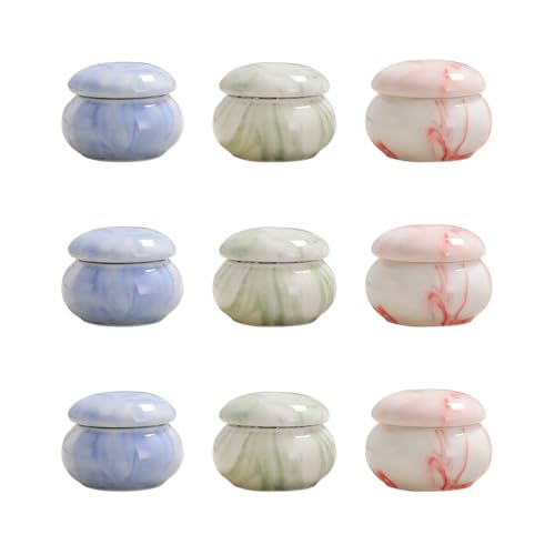9 pcs Ceramic airtight jar small container lip balm for women mini lotion bottles travel cosmetic container makeup foundation bottle Miss condiment jar ceramics filling