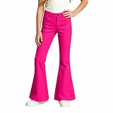 Schlaghose Mädchen Flared Jeans Wide Leg Chino Hose High Waist Jeanshose Y2K Bootcut Jeans Einfarbig Schlag Jazzpants Bequem Bell Freizeithose Kinder Denim Schlaghosen Mit Taschen Teenager Streatwear