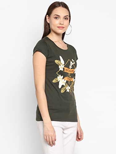 Image of Modeve Women Printed Cotton Blend Half Sleeve Round Neck T-Shirt for Summer