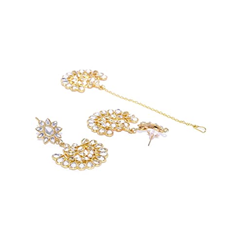 Image of Karatcart Gold Plated Pearl and Drop Kundan Studded Choker Necklace Setfor Women
