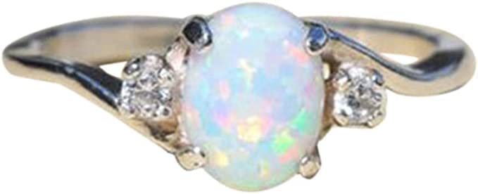 Exquisite Women's 925 Sterling Silver Ring Oval Cut Fire-Opal Diamond Jewelry Birthday Gift Bridal Party Ring