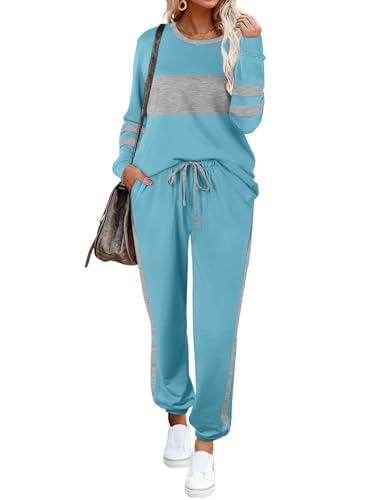 Image of Aloodor Sweatsuit for Women 2 Piece Outfits for Womens Crewneck Sweatshirts Pullover