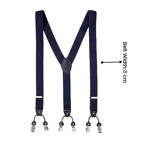 The Tie Hub Solid Y-Back Clip-On Suspender for Men | Adjustable Elastic Braces with Strong Metal Clips | Formal & Casual Trouser Suspenders for Suits, Pants & Shirts