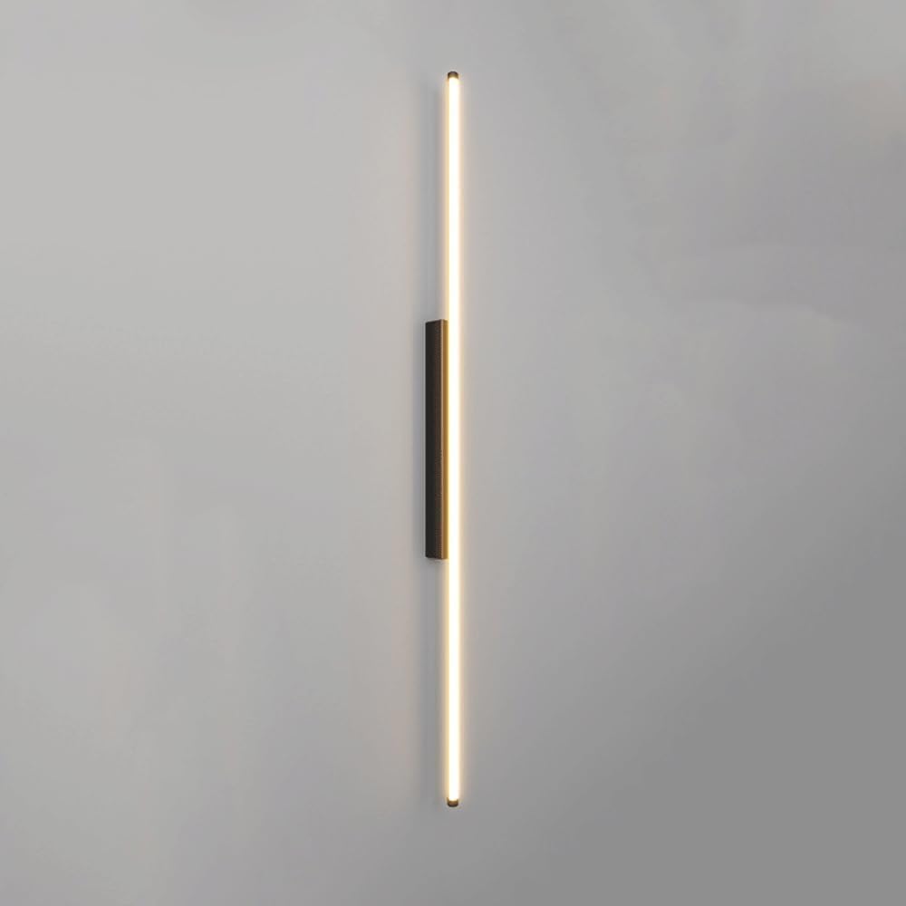 TCHAUSGZUS Nordic Minimalist LED Linear Wall Sconce - Black Aluminum Long Light Fixture for Living Room, Bedroom, and Hallway(Black,120cm)