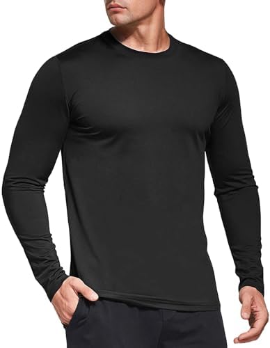 Boyzn 1 Pack Long Sleeve T Shirts for Men Dry Fit Moisture Wicking Long Sleeve Shirts Athletic Workout Shirts for Running Black-M - 1