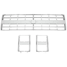 Front Grille + Headlight Bezel Compatible with 1985-1988 Chevy C10/C20/C30/K5/K10/K20/K30/R10/R20/R30/V10/V20/V30 Blazer Suburban Bumper Grill Trim Painted Silvery