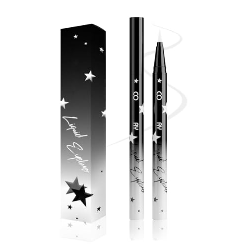 Liquid Eyeliner Pen with Ultra Fine Tip for Sharp, Precise Lines and Long-Lasting, Smudge-Proof Wear - Waterproof, Intense Black Formula in Elegant Black & White Gradient Design for Day to Night