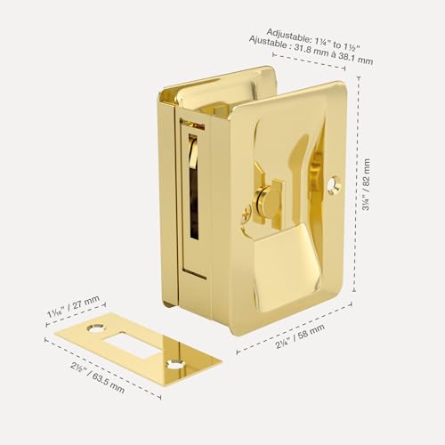 Image of Richelieu | Onward Privacy Lock Pocket Door Pull, Rectangular, Brass
