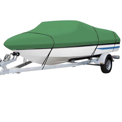 Toldo Barco, Toldos Barco 210D Tela Oxford Impermeable, Funda para Barco para Adaptarse a Barco V-Hull, Yates, Speedboat, Cubierta Barco con Protección UV (Green,11-13ft)