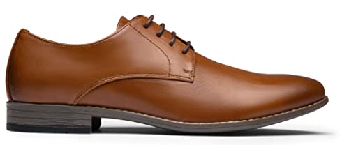 Jousen A5A098-BROWN-11 Men'S Oxford Plain Toe Brown Dress Shoes Leather Classic Business Formal Derby Shoes thumb #8