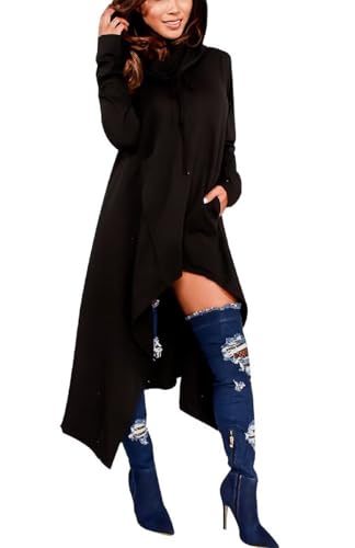 Womens Asymmetric Hem Long Sleeve Loose Casaul Hoodies Sweatshirts Tunic Tops3
