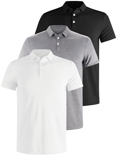 Polo homme manches courtes coupe ajustée lot de 3 vêtements d'été en piqué respirant