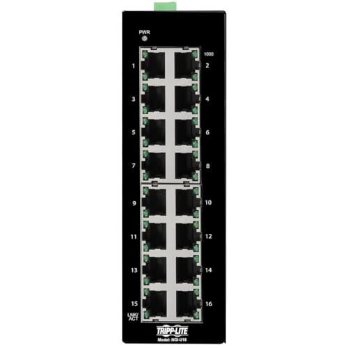 Image of Tripp Lite Industrial 16 Port Ethernet Network Switch 10 /100 /1000 Mbps -40 to 167F Unmanaged TAA Compliant DIN Mount (NGI-U16)