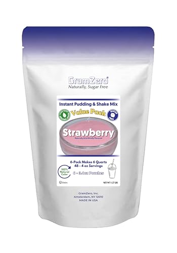 GramZero Strawberry Sugar Free Pudding Mix 6-Pack, Great For Nutrition