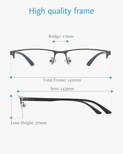 Image of ANRRI Blue Light Glasses Men Semi Rimless Glasses Fake Glasses Lightweight Metal Frame Computer Gaming UV Blocking Eyewear