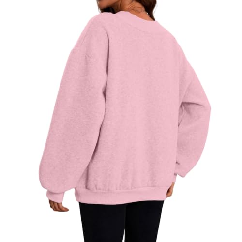 Womens V Neck Oversized Sweatshirt FleeceSweat Shirt Winter Outfits - image 5
