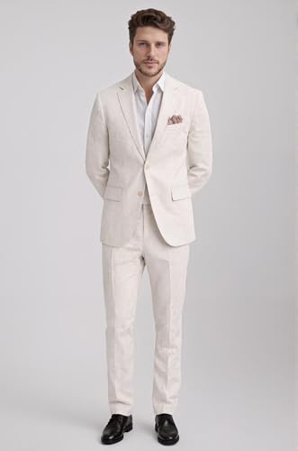 Linen Suits for Men 2 Piece Suit Casual Lightweight Men's Linen Suit Blazer Jacket Pant Men's Suits for Wedding Prom3