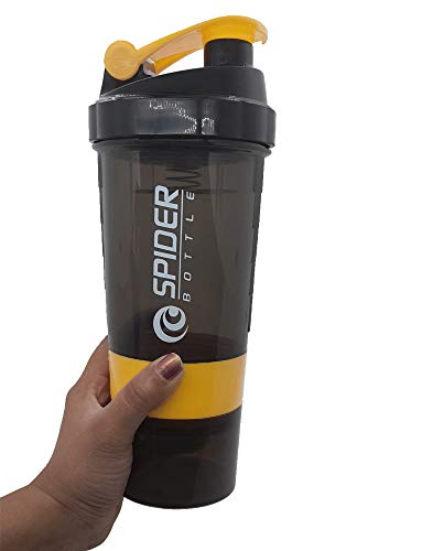 Image of Protein Shaker Bottle / 100% Leakproof Guarantee Sipper Bottle Ideal for Protein Shaker Bottle / 500ml with 2 Storage Compartment Cup for Gym, Yoga, Hiking, Cycling, BPA Free Material