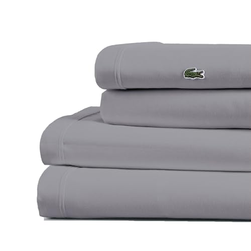 Opiniones de Lacoste Rouge más recomendados. 37 Lacoste - Juego de sábanas de percal 100% algodón, color liso, color gris