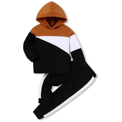 itkidboy Toddler Boy Clothes Long Sleeve Hoodie Pullover Colorblock Sweatshirt Tand Pants Outfits 5T Boy Clothes Cover