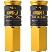 Gunpla 5 IN 1 Universal Quick Industrial Air Coupler, Upgraded Quick Connect Air Compressor Accessories 1/4" Female NPT Air Compressor Fittings, 2pcs