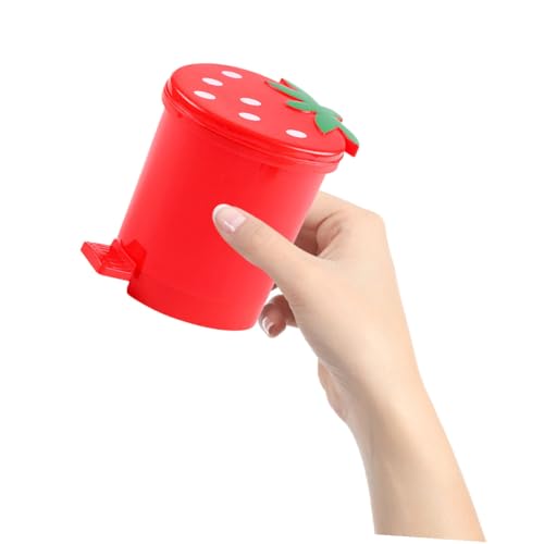 Mini caneca de basura de escritorio con tapa roja miniatura 4