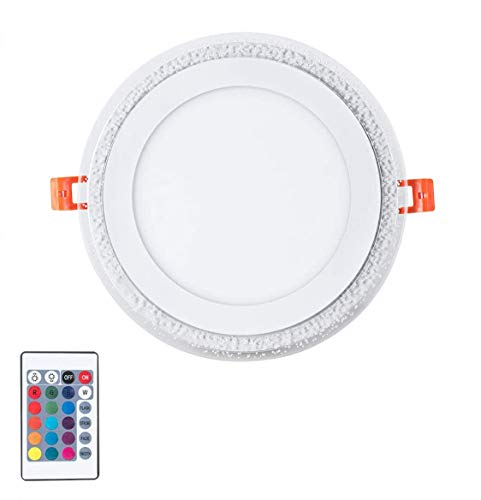Crazy Clearance Remote Control 6'' Cold White 6500k + RGB LED Round Panel Light, Color Changing Ultra Thin Recessed Ceiling Down Lights, AC100-240V 16W, Office, Home Commercial Light, Living Room, Pack of 12