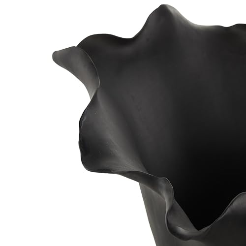 Image of Deco 79 Ceramic Floral Decorative Vase Abstract Floral Inspired Centerpiece Vase, Flower Vase for Home Decoration 10 inch x 10 inch x 10 inch, Black