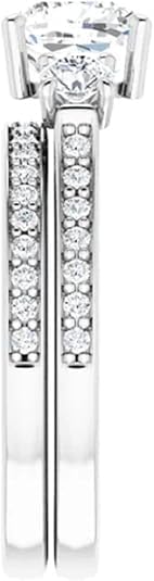 1-5 CT Moissanite Engagement Ring Set for Women | Solitaire Three-Stone Bridal Wedding Set Gifts | 925 Silver, 10K/14K/18K Solid Rose/White/Yellow Gold