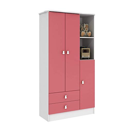 Quarto de Bebê MadeiraMadeira com Guarda Roupa 3 Portas e Cômoda 5 Gavetas 377002 Rosa