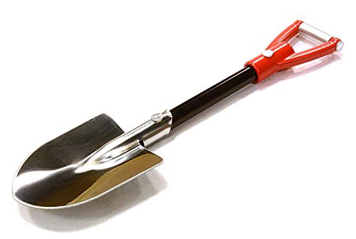 INTEGY 1/10 Scale CNC Aluminum D-Handle Utility Shovel - Realistic Model For RC Crawlers (Black/Red)