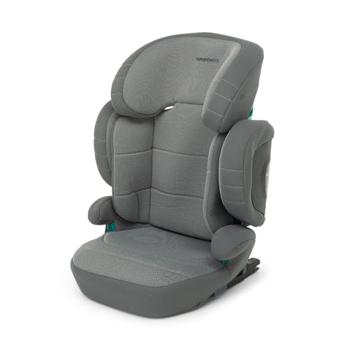 Foppapedretti Seggiolino Auto Open I-Size, per bambini da 100 a 150 cm di altezza, 3-12 anni, conforme ECE R129, Fissaggio Dualfix (Isofix e non), Protezione Impatti Laterali, Sfoderabile, Grigio