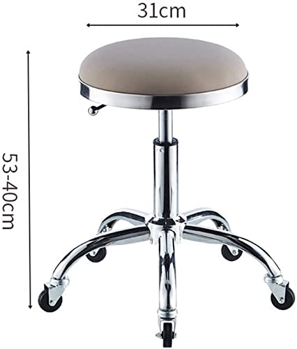 Tabouret roulant rond beige RWRAPS à hauteur réglable - 3