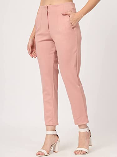 Image of BEATNIK Poly Knit Fitted Beige Womens Trousers