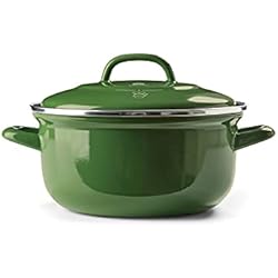 Cacerolas Alemanas BK Indigo Cacerola Tradicional Holandesa con Esmalte Alemán y Tapa con Revestimiento Cerámico Antiadherente sin PFAS, 20 cm/2,5 Litros, Inducción, Apta para Lavavajillas y Horno, Verde