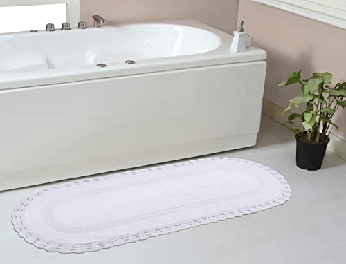 Home Weavers Hampton Crochet Reversible Bathmat 100% Cotton Bathroom Rugs Set, Washable Rug, Thick Extra Soft and Absorbent Bath Rug, Kitchen Mat, Bath Mat Set, Mat Non Slip, 21"x54" Runner, White